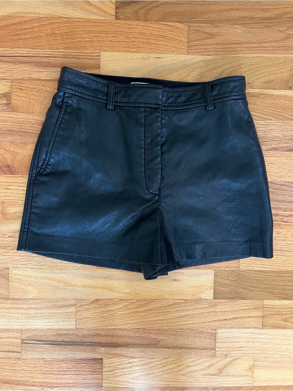 Babaton Black Faux Leather High-Waist Shorts